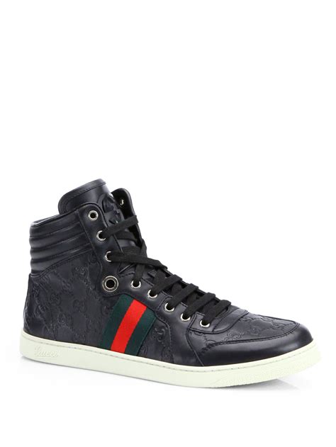 gucci high-top sneakers black|black gucci sneakers men's.